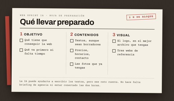 Qué preparar antes de un Sprint de dos horas (y qué no)