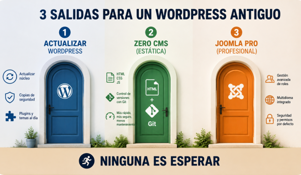 Tu WordPress de 2019 «aún va»: tres salidas, ninguna es esperar